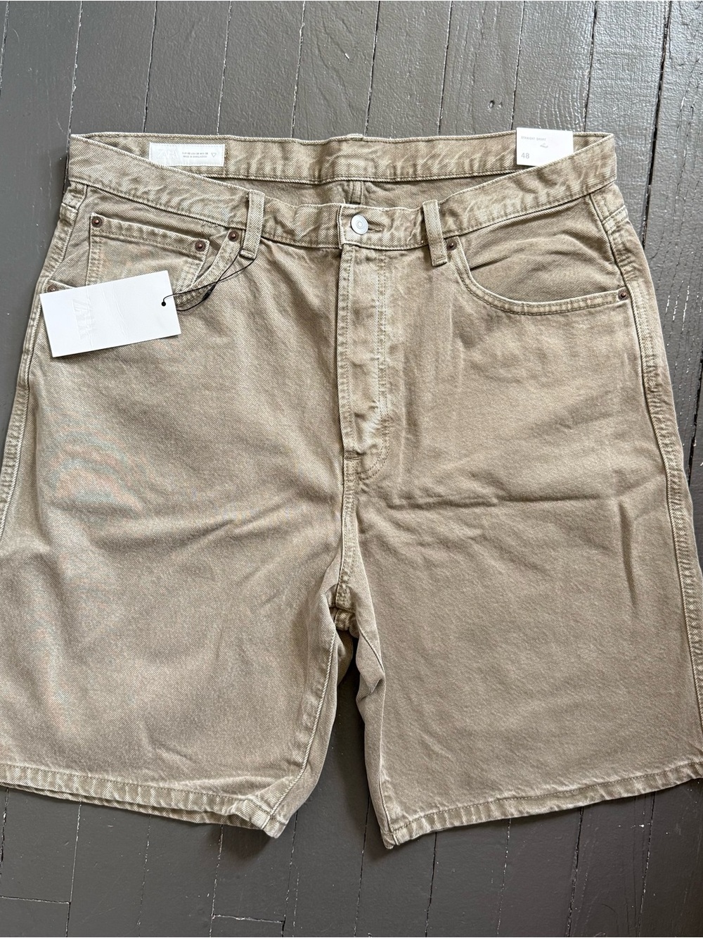 Zara Men's Beige/Tan Denim Shorts